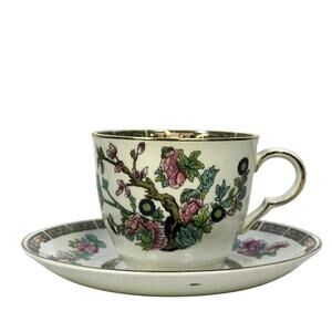 John Maddock & Sons LTD England Vintage 40s 'Indian Tree' Flat Coffee Cup/Saucer